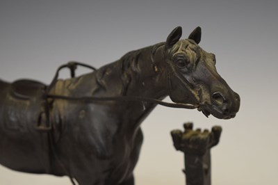 Lot Jules Moigniez  (French, 1835-1894)- Bronze of 'Little Agnès', a racehorse with greyhound