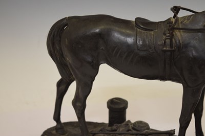 Lot Jules Moigniez  (French, 1835-1894)- Bronze of 'Little Agnès', a racehorse with greyhound