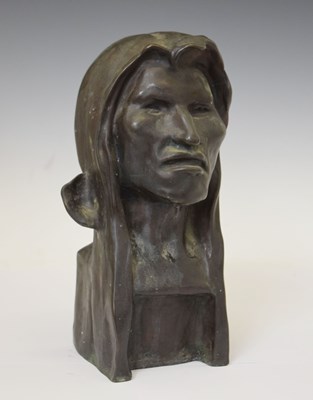 Lot 348 - After Frederick Remington (1861-1909) - Bronze bust -  'The Savage'