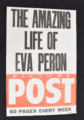 Lot 354 - Mid 20th century printed advertising poster on fabric - Picture Post Eva Peron