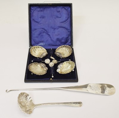 Lot 184 - Set of four late Victorian silver shell salts, etc