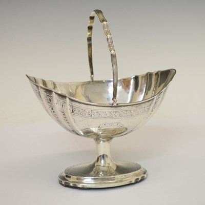 Lot 194 - George III Irish silver pedestal basket with bright-cut decoration