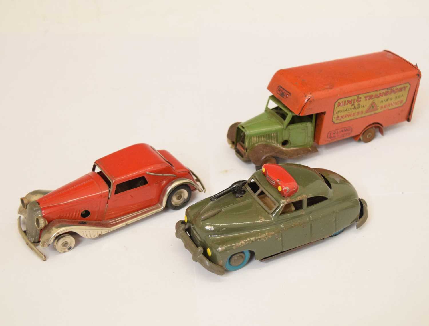 Lot 268 - Two Triang Minic tinplate clockwork vehicles and a Japanese tinplate car