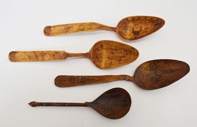 Lot 301 - Four 19th century Russian Folk Art spoons