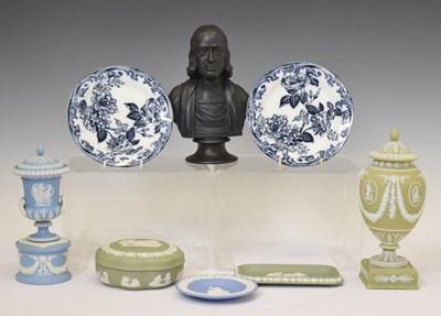 Lot 402 - Wedgwood - Basalt bust of John Wesley and jasperware