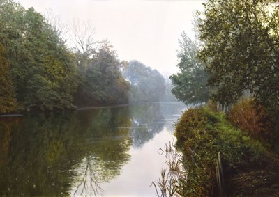 Lot 426 - David Smith (b.1949) - Oil on canvas - 'Misty Morn, River Chelmer'