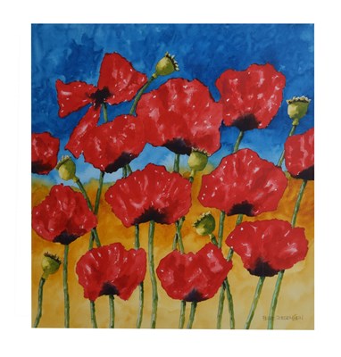 Lot 591 - Peter Jorgensen - Watercolour - Poppies