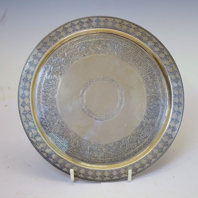 Lot 291 - Egyptian white metal salver or card tray