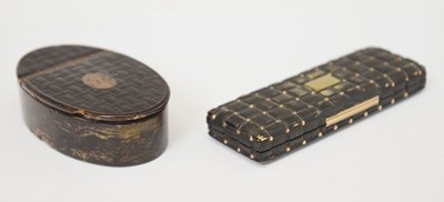 Lot 162 - Two early 19th century gold-mounted carved horn boxes