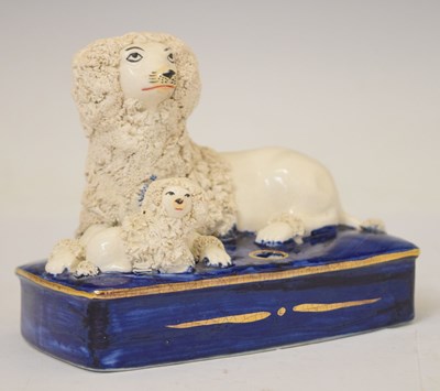 Lot 480 - Staffordshire inkstand modelled as a poodle and pup