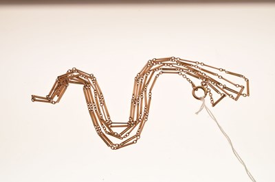 Lot 103 - Yellow metal baton link long guard, tagged 9ct