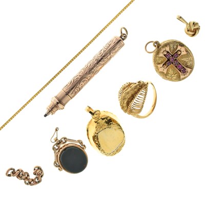 Lot 130 - Small quantity of jewellery and a 9ct propelling pencil