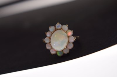 Lot 48 - 9ct gold opal cluster ring
