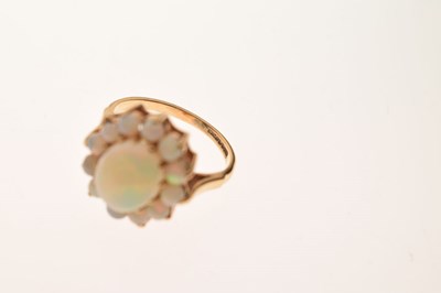 Lot 48 - 9ct gold opal cluster ring