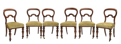 Lot 672 - Set of six Victorian mahogany balloon back dining chairs