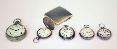 Lot 182 - Edward VIII silver cigarette case and pocket watches