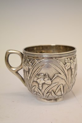 Lot 292 - Chinese export silver card tray and cup