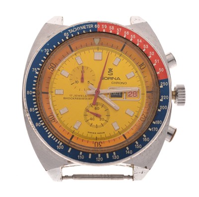 Lot 155 - Sorna - Gentleman's 1970s 'Pepsi dial' chronograph watch head