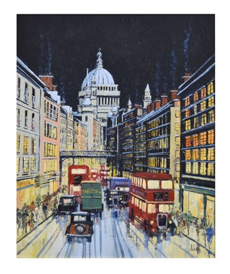 Lot 596 - Alan King (1946-2013) - Oil on canvas - 'London Impressions', towards St. Pauls