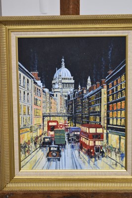 Lot 596 - Alan King (1946-2013) - Oil on canvas - 'London Impressions', towards St. Pauls