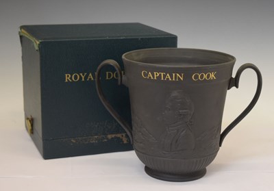 Lot 498 - Royal Doulton - Black basalt limited edition Captain Cook Bicentenary loving cup