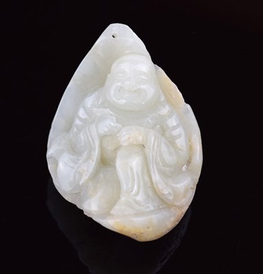 Lot 288 - Chinese carved jade pebble depicting Hotei / Budai