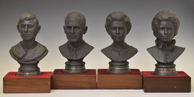 Lot 499 - Royal Doulton - Basalt busts of the royal family