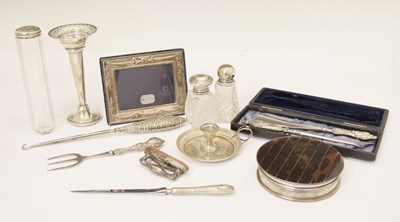 Lot 232 - Quantity of silver to include a late Victorian silver chamberstick, etc