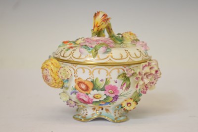 Lot 483 - Coalbrookdale by Coalport floral encrusted porcelain lidded pot