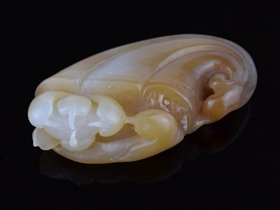 Lot 291 - Chinese carved jade pebble - cornucopia