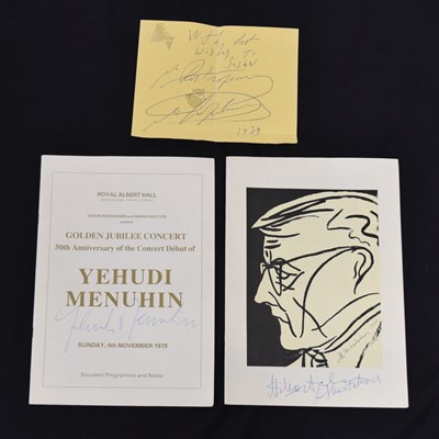 Lot 326 - Autographs - Dmitri Shostakovich, Yehudi Menuhin & Rostropovich (3)