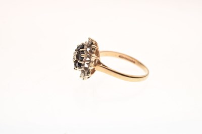 Lot 26 - 9ct gold sapphire and diamond cluster ring