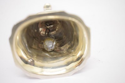 Lot 84 - Victorian cast silver bell of shaped square form in the 17th Century manner