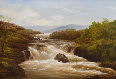 Lot 382 - Edmund Ward ('Waterfall") Gill, (1820-1894) - Oil on canvas - On the Llugwy