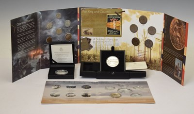 Lot 327 - Two mint-proof Jersey £5 coins, etc