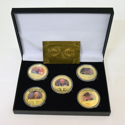 Lot 343 - Gold-plated limited edition five-coin set commemorating Charles III