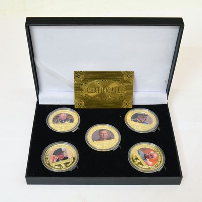 Lot 344 - Gold-plated limited edition five-coin set commemorating Charles III