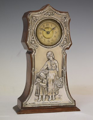 Lot 186 - Edwardian silver fronted and mahogany miniature longcase clock