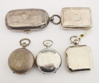 Lot 211 - Four silver sovereign and coin cases and a George III silver vinaigrette