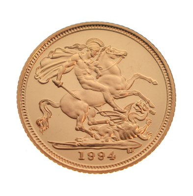 Lot 308 - Royal Mint - Elizabeth II proof gold half sovereign, 1994