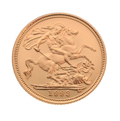 Lot 307 - Royal Mint - Elizabeth II proof gold half sovereign, 1993