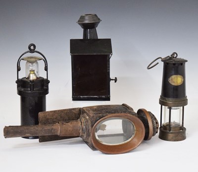 Lot 405 - Four lamps including G.P.O type 3 miner's lamp (Gateshead-on-Tyne)