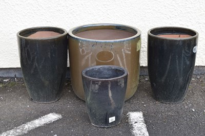 Lot 707 - Four glazed garden planters/pots