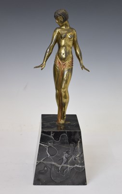 Lot 418 - Reproduction bronzed figure of an Art Deco-style dancer