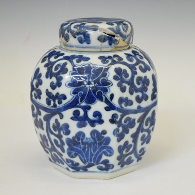 Lot 533 - Late 19th century Chinese octagonal blue and white vase