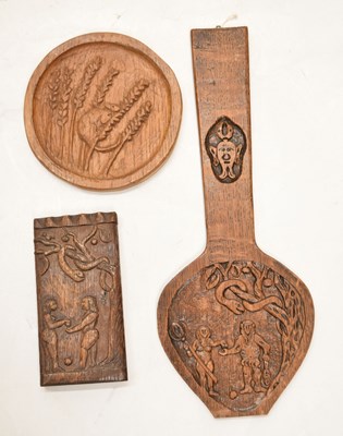 Lot 406 - Adam and Eve carved plaque and two others