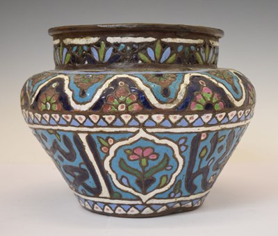 Lot 545 - Syrian/Middle Eastern metal and enamelled vase