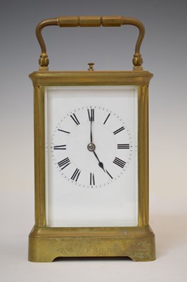 Lot Rare late 19th century brass double repeater carriage clock