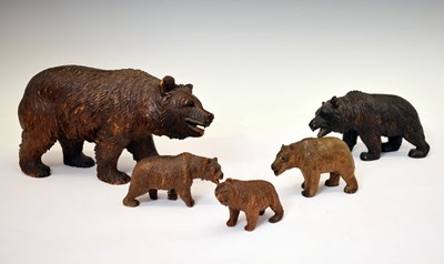 Lot 204 - Group of five Black Forest carved wooden bears