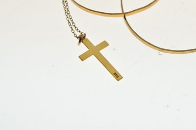 Lot 71 - 9ct earrings, two crucifix pendants